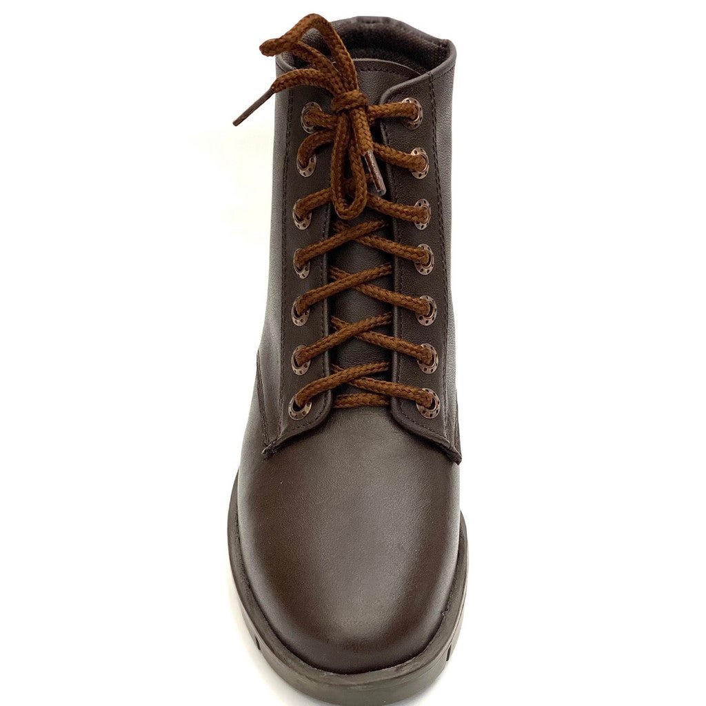 botas piel mujer combat agujetas y bullon Karmele x00900 cafe